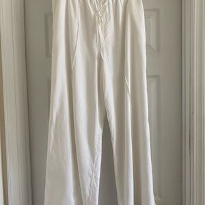 Women’s Wide Leg High Rise White /Off White Drawstring Pants
